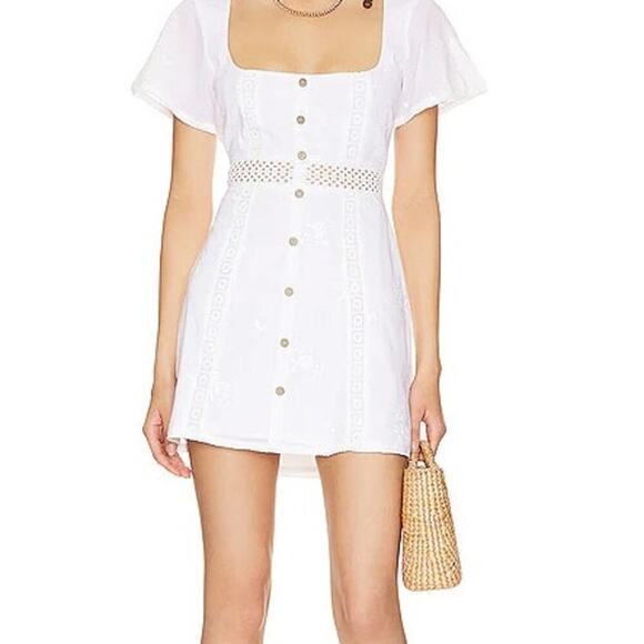 House of Harlow X REVOLVE 1960 Della Mini Dress White XS NEW Eyelet Embroidered - Picture 1 of 8